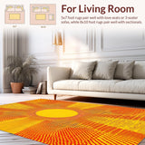Ultra Soft Area Rug, Non Slip, Stain Resistant, Washable Area Rugs for Living Room, Bedroom, Bright Warmth Sun Graphic(Yellow)