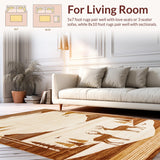 Ultra Soft Area Rug, Non Slip, Stain Resistant, Washable Area Rugs for Living Room, Bedroom, Elegant Neutral Toned Animal Skin Motif(Beige)