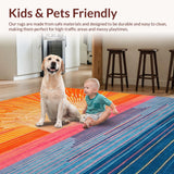 Ultra Soft Area Rug, Non Slip, Stain Resistant, Washable Area Rugs for Living Room, Bedroom, Artistic Round Design with Radiance(Orange)