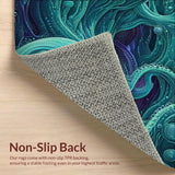 Ultra Soft Area Rug, Non Slip, Stain Resistant, Washable Area Rugs for Living Room, Bedroom, Mystic Kraken Tentacle Area Rug(Blue)