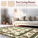 Ultra Soft Area Rug, Non Slip, Stain Resistant, Washable Area Rugs for Living Room, Bedroom, Scallop Edge Boho for with Floral Design(Ivory)
