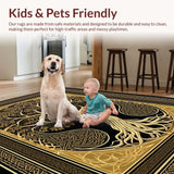 Ultra Soft Area Rug, Non Slip, Stain Resistant, Washable Area Rugs for Living Room, Bedroom, Bold Celtic Artful Representation(Gold)