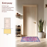 Ultra Soft Area Rug, Non Slip, Stain Resistant, Washable Area Rugs for Living Room, Bedroom, Elegant Retro Abstract Design(Pink)