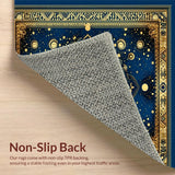 Ultra Soft Area Rug, Non Slip, Stain Resistant, Washable Area Rugs for Living Room, Bedroom, Sacred Golden Mandala Aesthetic(Gold)