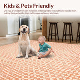 Ultra Soft Area Rug, Non Slip, Stain Resistant, Washable Area Rugs for Living Room, Bedroom, Sleek Pink Minimalist Design(Orange)
