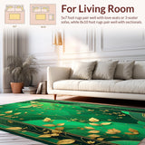Ultra Soft Area Rug, Non Slip, Stain Resistant, Washable Area Rugs for Living Room, Bedroom, Artistic Insect Floral Fusion(Green)