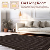 Ultra Soft Area Rug, Non Slip, Stain Resistant, Washable Area Rugs for Living Room, Bedroom, Contemporary Checkered Earthy Tones(Brown)