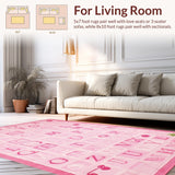 Ultra Soft Area Rug, Non Slip, Stain Resistant, Washable Area Rugs for Living Room, Bedroom, Vibrant Child-friendly Graphic Display(Pink)