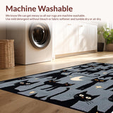 Ultra Soft Area Rug, Non Slip, Stain Resistant, Washable Area Rugs for Living Room, Bedroom, Charming Whimsical Feline Aesthetic(Black)