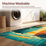 Ultra Soft Area Rug, Non Slip, Stain Resistant, Washable Area Rugs for Living Room, Bedroom, Rustic Summer Surfboard Bath Rug with Palm Tree Artwork on Weathered Wood(Blue)