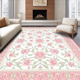 Ultra Soft Area Rug, Non Slip, Stain Resistant, Washable Area Rugs for Living Room, Bedroom, Spring Floral Area(Pink)