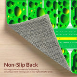 Ultra Soft Area Rug, Non Slip, Stain Resistant, Washable Area Rugs for Living Room, Bedroom, Bright Green Playful City Elements(Green)