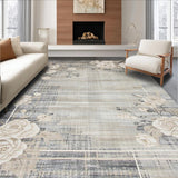 Ultra Soft Area Rug, Non Slip, Stain Resistant, Washable Area Rugs for Living Room, Bedroom, Eclectic Earthy Floral Arrangement(Gray)