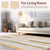 Ultra Soft Area Rug, Non Slip, Stain Resistant, Washable Area Rugs for Living Room, Bedroom, Stylish Striped Area Rug Neutral Tones Modern Style(Gray)