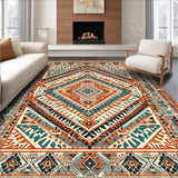 Ultra Soft Area Rug, Non Slip, Stain Resistant, Washable Area Rugs for Living Room, Bedroom, Chic Colorful Diamond Arrangement(Orange)