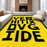 Ultra Soft Area Rug, Non Slip, Stain Resistant, Washable Area Rugs for Living Room, Bedroom, Sleek Minimalist Word Art Style(Yellow)