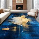 Ultra Soft Area Rug, Non Slip, Stain Resistant, Washable Area Rugs for Living Room, Bedroom, Abstract Boho Area with Deep Blue and Gold Accents(Blue)