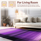 Ultra Soft Area Rug, Non Slip, Stain Resistant, Washable Area Rugs for Living Room, Bedroom, Minimalist Abstract Lines Arrangement(Purple)