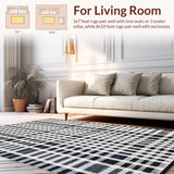 Ultra Soft Area Rug, Non Slip, Stain Resistant, Washable Area Rugs for Living Room, Bedroom, Modernist Dual-Shade Floor Covering with Geometric Striped Pattern(Black)