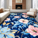 Ultra Soft Area Rug, Non Slip, Stain Resistant, Washable Area Rugs for Living Room, Bedroom, Elegant Blue Trellis Arrangement(Blue)