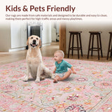 Ultra Soft Area Rug, Non Slip, Stain Resistant, Washable Area Rugs for Living Room, Bedroom, Stylish Abstract Soft Color Palette(Pink)