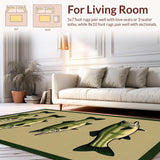 Ultra Soft Area Rug, Non Slip, Stain Resistant, Washable Area Rugs for Living Room, Bedroom, Earthy Bass Motif with Water Splash(Beige)