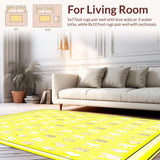 Ultra Soft Area Rug, Non Slip, Stain Resistant, Washable Area Rugs for Living Room, Bedroom, Charming Small Animal with Whimsical Paw Prints(Yellow)