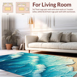 Ultra Soft Area Rug, Non Slip, Stain Resistant, Washable Area Rugs for Living Room, Bedroom, Beach-Themed Nautical Kitchen Stain-Resistant Carpet(Blue)