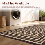 Ultra Soft Area Rug, Non Slip, Stain Resistant, Washable Area Rugs for Living Room, Bedroom, Artful Subtle Checkered Composition(Brown)