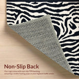 Ultra Soft Area Rug, Non Slip, Stain Resistant, Washable Area Rugs for Living Room, Bedroom, Washable Zebra Skin Bath Mat for Modern Bathrooms(Black)