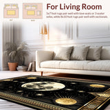 Ultra Soft Area Rug, Non Slip, Stain Resistant, Washable Area Rugs for Living Room, Bedroom, Rustic Multi-Tonal Tiled Pattern(Black)