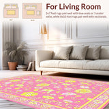Ultra Soft Area Rug, Non Slip, Stain Resistant, Washable Area Rugs for Living Room, Bedroom, Vibrant Educational Playful Palette(Pink)