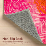 Ultra Soft Area Rug, Non Slip, Stain Resistant, Washable Area Rugs for Living Room, Bedroom, Chic Soft Tropical Motif(Pink)