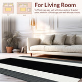 Ultra Soft Area Rug, Non Slip, Stain Resistant, Washable Area Rugs for Living Room, Bedroom, Modern Textured Contrast Pattern(Black)