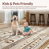 Ultra Soft Area Rug, Non Slip, Stain Resistant, Washable Area Rugs for Living Room, Bedroom, Elegant Curved Boho Design(Beige)