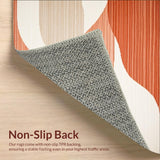 Ultra Soft Area Rug, Non Slip, Stain Resistant, Washable Area Rugs for Living Room, Bedroom, Beige Terracotta Wave(Orange)