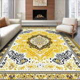 Ultra Soft Area Rug, Non Slip, Stain Resistant, Washable Area Rugs for Living Room, Bedroom, Stylish Earth Toned Lattice Elements(Gold)