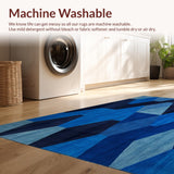 Ultra Soft Area Rug, Non Slip, Stain Resistant, Washable Area Rugs for Living Room, Bedroom, Modern Geometric Entryway Carpet with Artistic Navy Hexagon Pattern(Blue)