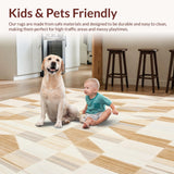 Geometric Abstract Shaped Beige Cream Non Shedding Pet Friendly Area(Beige)