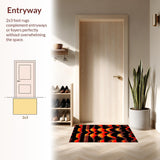 Ultra Soft Area Rug, Non Slip, Stain Resistant, Washable Area Rugs for Living Room, Bedroom, Sizzling Vibrant Lava Inspired Geometry(Red)