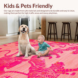 Ultra Soft Area Rug, Non Slip, Stain Resistant, Washable Area Rugs for Living Room, Bedroom, Elegant Modern Wildlife Theme(Pink)