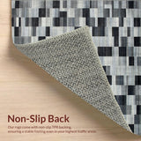 Ultra Soft Area Rug, Non Slip, Stain Resistant, Washable Area Rugs for Living Room, Bedroom, Stylish Minimalist Lattice Arrangement(Gray)