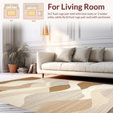 Ultra Soft Area Rug, Non Slip, Stain Resistant, Washable Area Rugs for Living Room, Bedroom, Whimsical Scalloped Neutral Tones(Beige)