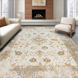 Ultra Soft Area Rug, Non Slip, Stain Resistant, Washable Area Rugs for Living Room, Bedroom, Vintage Style Beige Runner Non Slip Distressed Mat(Beige)