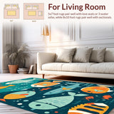 Ultra Soft Area Rug, Non Slip, Stain Resistant, Washable Area Rugs for Living Room, Bedroom, Whimsical Marine Creature Aesthetic(Blue)