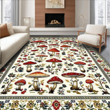 Ultra Soft Area Rug, Non Slip, Stain Resistant, Washable Area Rugs for Living Room, Bedroom, Charming Earthy Mushroom Aesthetic(White)