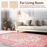 Ultra Soft Area Rug, Non Slip, Stain Resistant, Washable Area Rugs for Living Room, Bedroom, Timeless Classic Low Pile Texture(Pink)