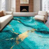 Ultra Soft Area Rug, Non Slip, Stain Resistant, Washable Area Rugs for Living Room, Bedroom, Chic Abstract Artful Turquoise(Blue)