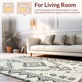 Ultra Soft Area Rug, Non Slip, Stain Resistant, Washable Area Rugs for Living Room, Bedroom, High Traffic Minimalist Wool Area Rug(White)