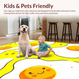 Ultra Soft Area Rug, Non Slip, Stain Resistant, Washable Area Rugs for Living Room, Bedroom, Sunny Yellow Fun Shape(Yellow)